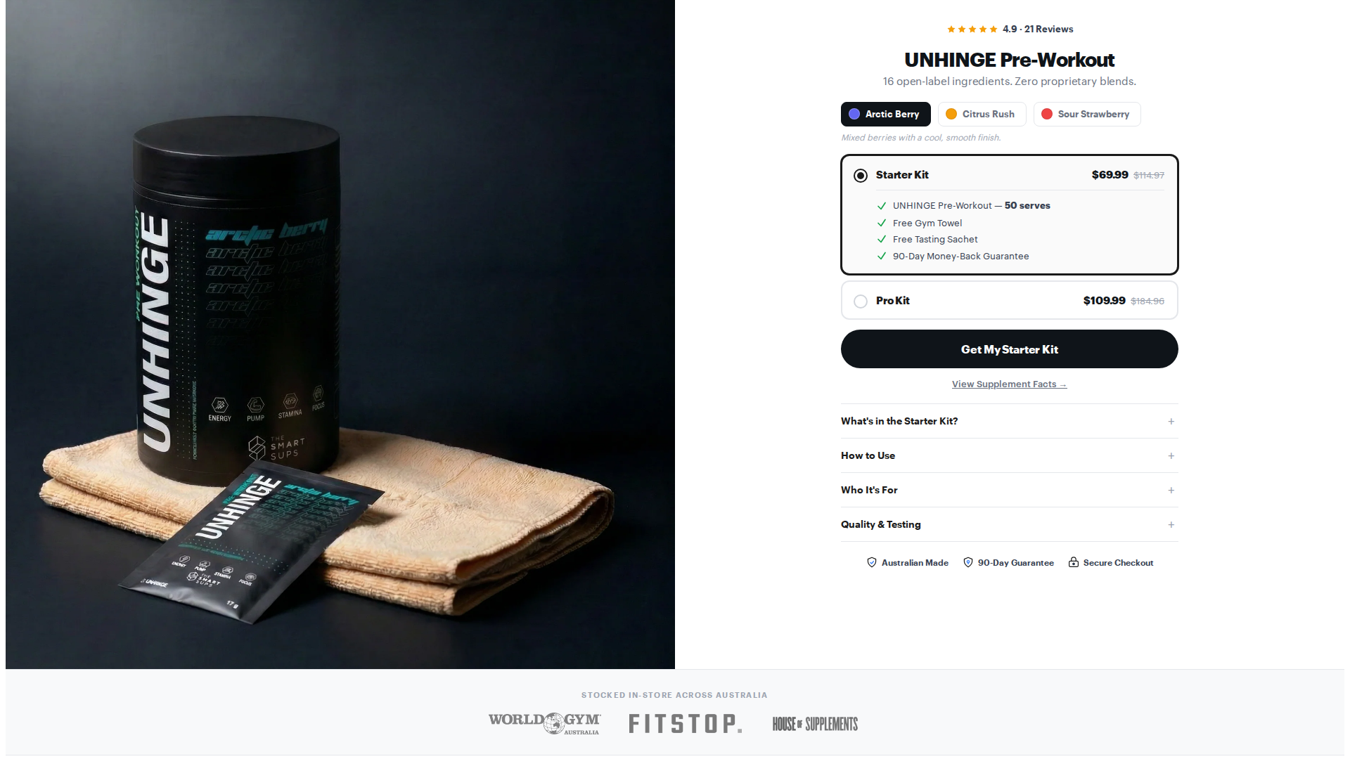 UNHINGE Starter Pack offer page
